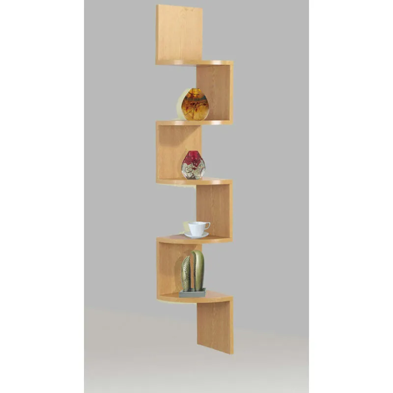 Spot ON Dealz Lucca 5 Tier Wall Mounted Corner Shelf - Oak