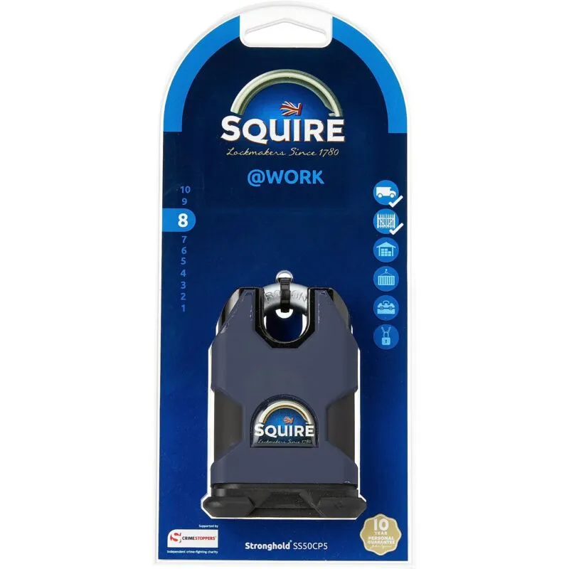 Squire SS50CP5 Stronghold Solid Steel & Brass Padlock 50mm Closed ...