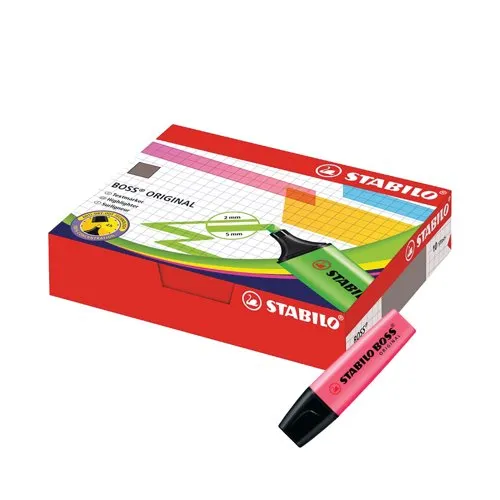 Stabilo Boss Highlighter Pen Chisel Tip Pink [Pack 10] - 70/56/10