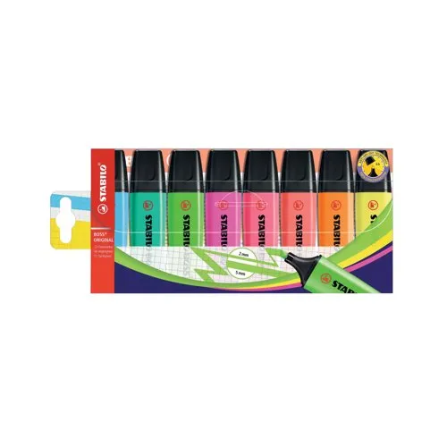 Stabilo Boss Original Highlighter Pens Wallet Assorted Pack of 8 70/8