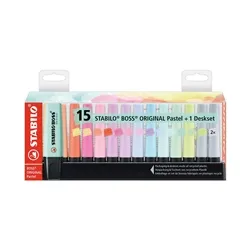 Stabilo Boss Original Highlighters Desk Set Pastel (Pack 15) 7015-02-5