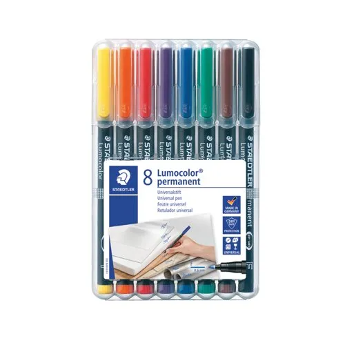 Staedtler Lumocolour Permanent Assorted Marker Pen 0.6mm Line - 318WP8