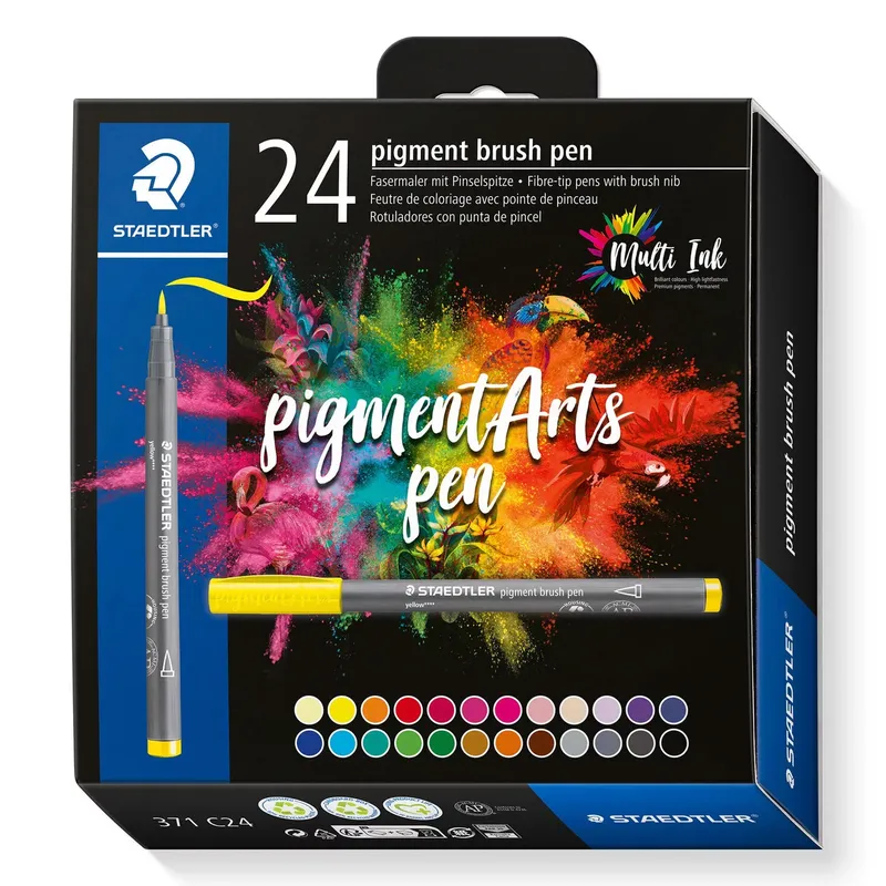 Staedtler : Pigment Arts : Brush Pen : 24 Assorted Colours