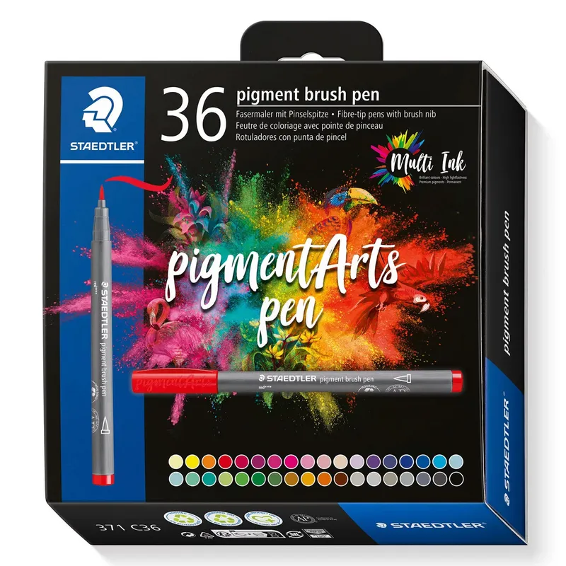 Staedtler Pigment Arts Multi Ink Brush Pens - Set of 36