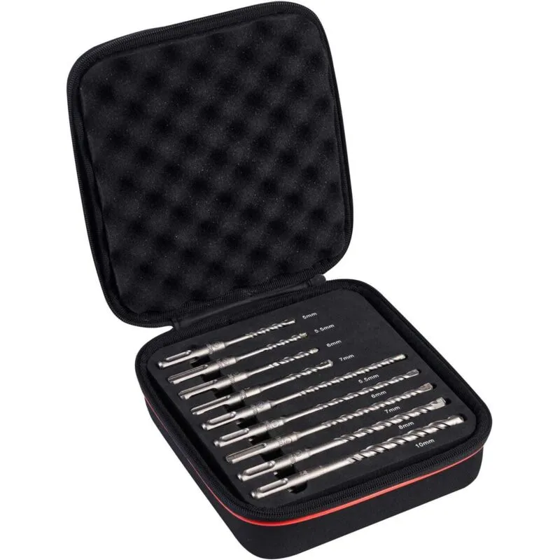Starrett KBPSK09 Sds Plus 2 Point Drill Bit Set, 9 Piece