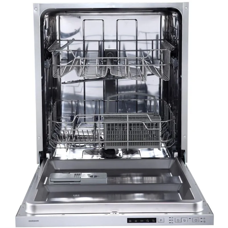Statesman - BDW6014 Integrated 14 Place Dishwasher with Removable Cutlery Basket, 3/6/9 Hour Timer, 60cm Wide, White