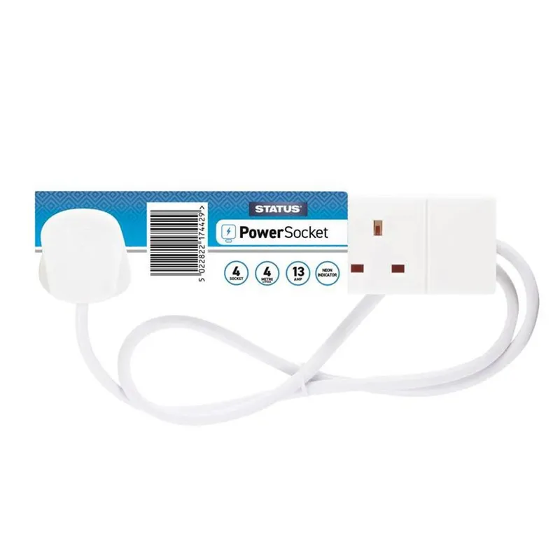 Status Extension Lead 240V 4-Gang 13A White 4M White