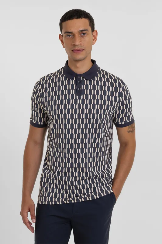 Steel & Jelly Cudham Mens Geometric Print Polo Shirt