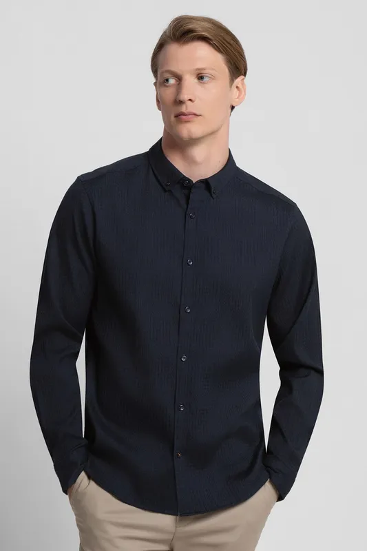 Steel & Jelly Mens Texture Long Sleeve Shirt