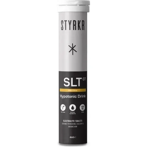 Electrolytes in a tube of citrus-flavoured tablets Styrkr (x12) Noir 1000 mg