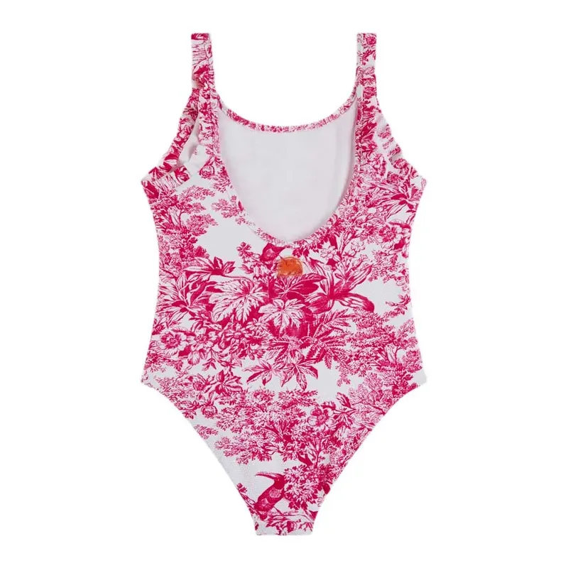 Sundek Toile De Jouy Swimsuit Shocking Pink 6 Years Girls