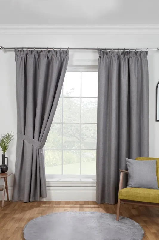 Terrys Eclipse Blackout Ready Made Pencil Pleat Curtains Pewter
