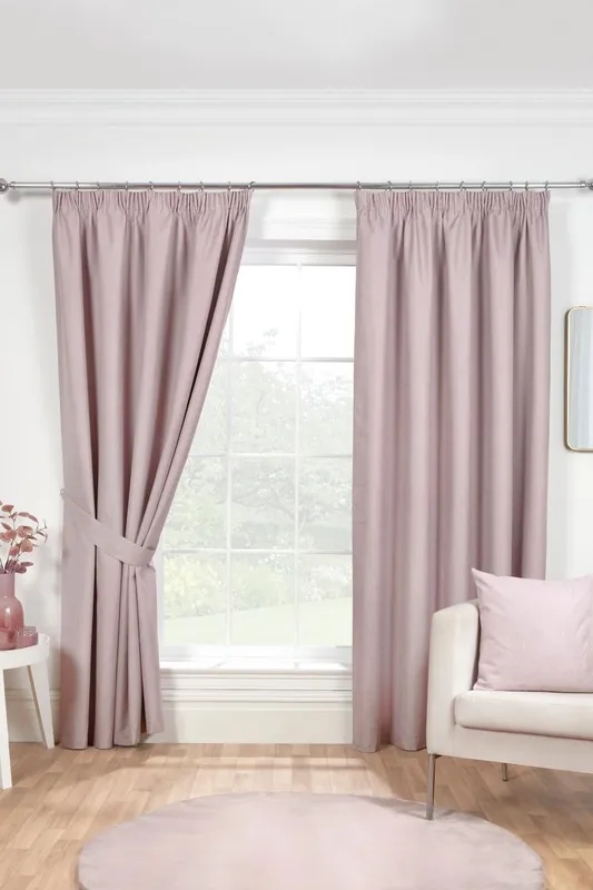 Terrys Eclipse Blackout Ready Made Pencil Pleat Curtains Rose