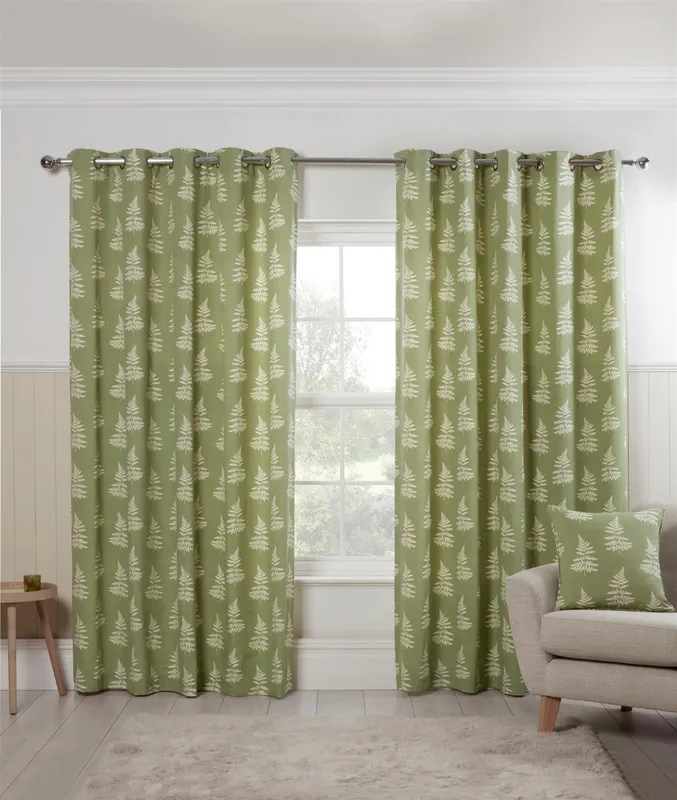 Terrys Esher Ready Made Eyelet Curtains Green