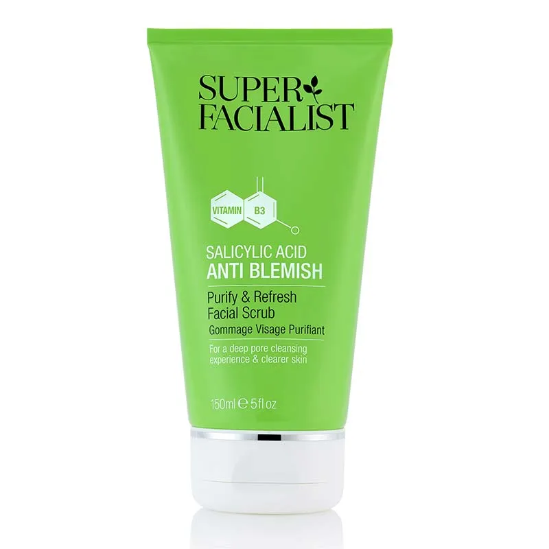 Super Facialist Salicylic Acid Anti Blemish Purify & Refresh Facial Scrub in Clear Size: 150ml Clear 150ml