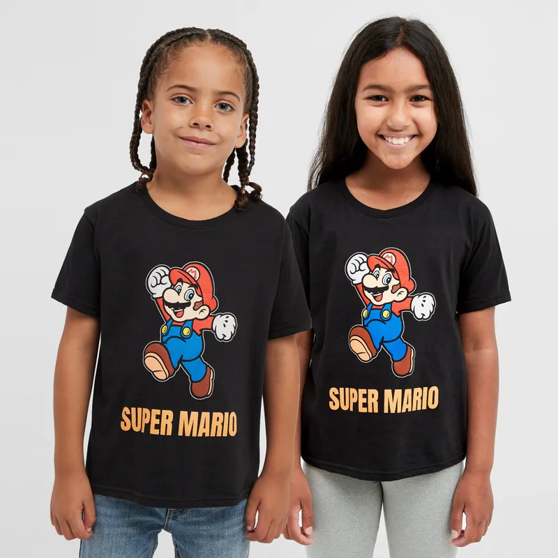 Super Mario Kids' Mario T-Shirt, Black