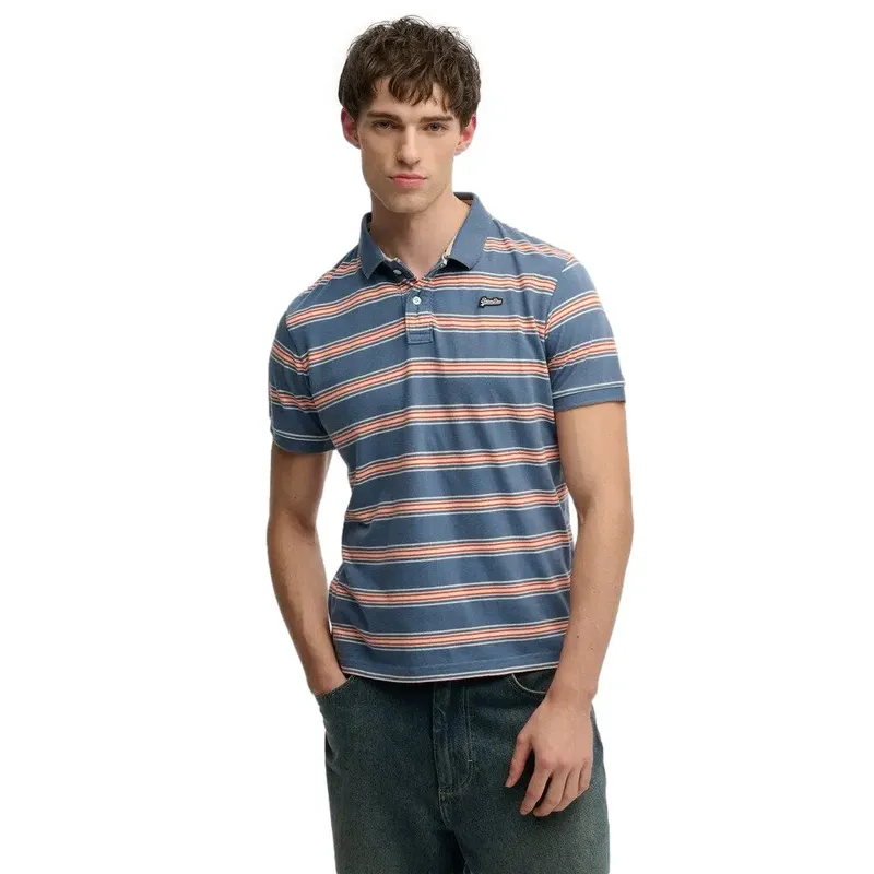 Striped polo shirt Superdry Vintage Bleu M