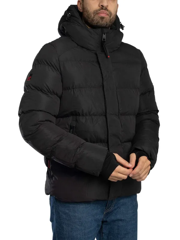 Hooded microfiber puffer jacket Superdry Noir 2XL