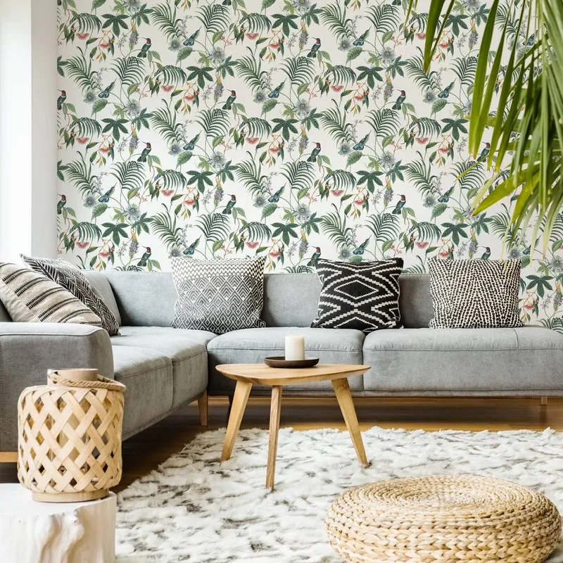 Superfresco Easy Adilah Tropical Floral Wallpaper in White Size: 10000mm x 520mm White 10000mm x 520mm