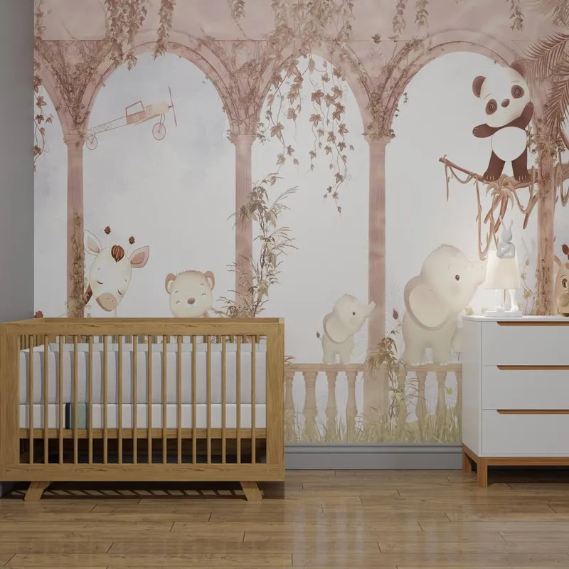 Superfresco Easy Unisex Animal Arch Natural Print To Order 3m x 2.8m Mural in Beige Beige female