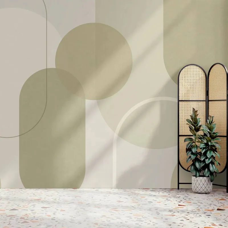 Superfresco Easy Arched Geo Muted Sage Print To Order 3m x 2.8m Mural in Green - Green