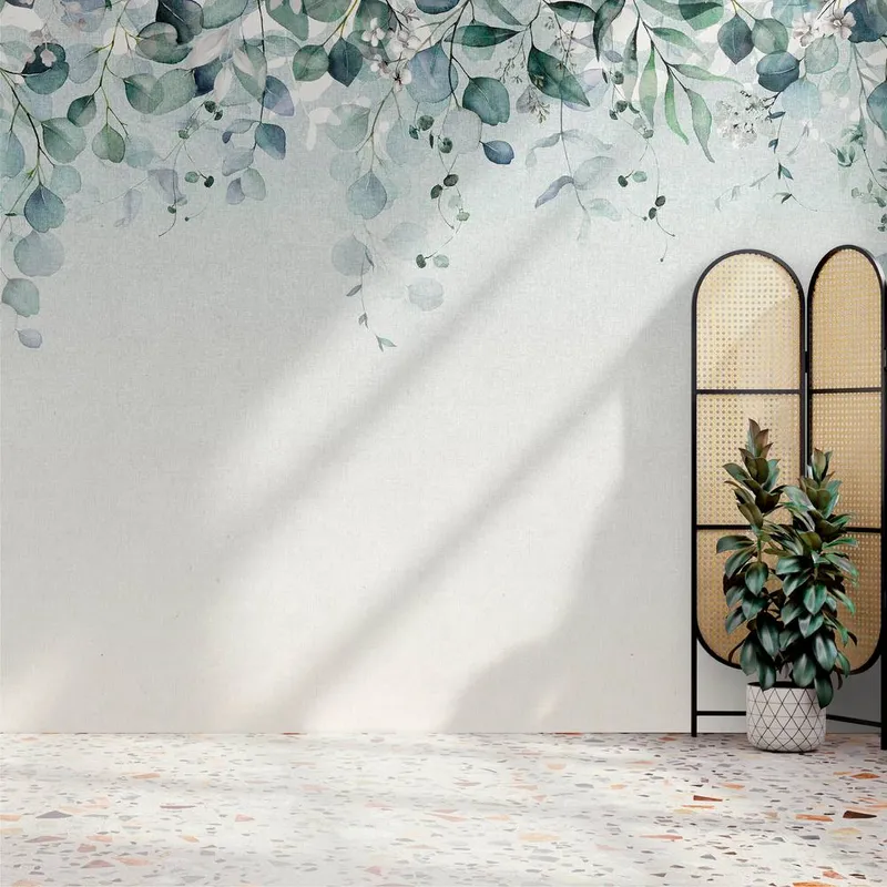 Superfresco Easy Botanical Cascade Duck Egg Print To Order 3m x 2.8m Mural in Blue Blue