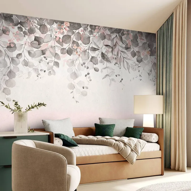 Superfresco Easy Botanical Cascade Mono Print To Order 3m x 2.8m Mural in White - White