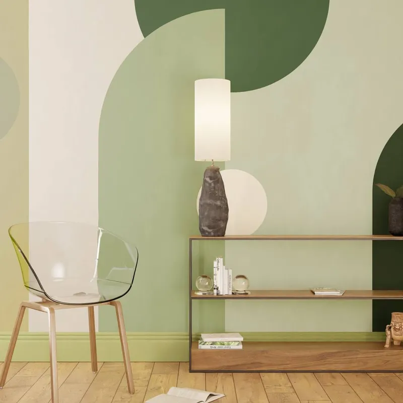 Superfresco Easy Curve & Arch Geo Green Print To Order 3m x 2.8m Mural - Green