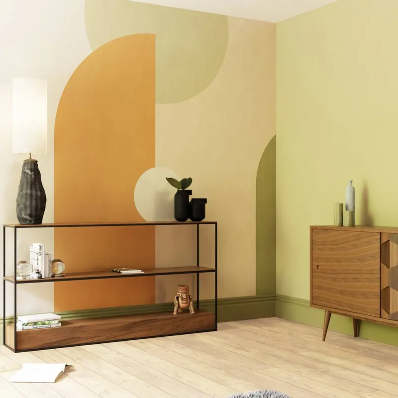 Superfresco Easy Unisex Curve & Arch Geo Green RustPrint To Order 3m x 2.8m Mural Green female