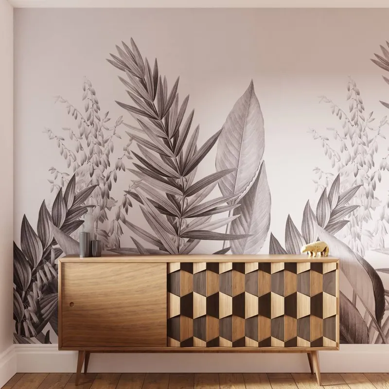 Superfresco Easy Flora & Fauna Mono Print To Order 3m x 2.8m Mural in White White