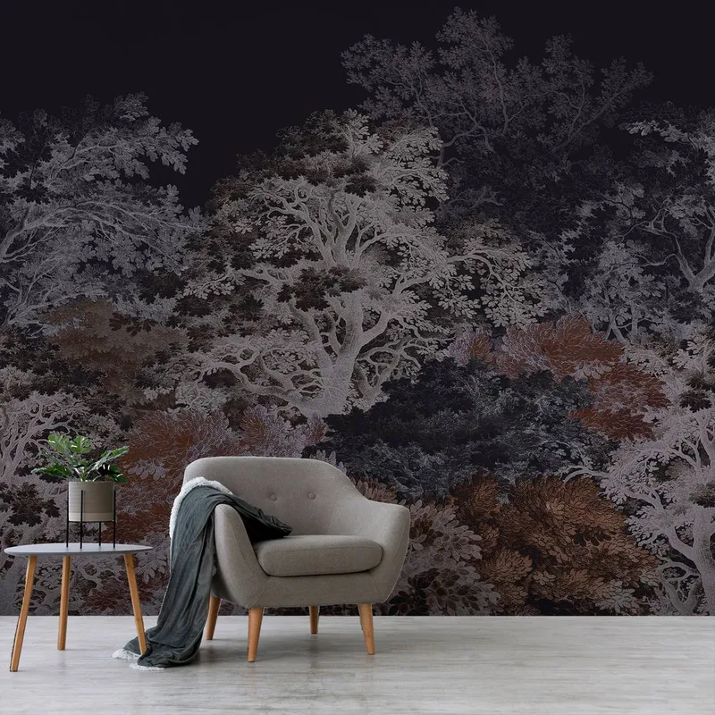 Superfresco Easy Forest Canopy Navy Print To Order 3m x 2.8m Mural - Navy - Size: One Size