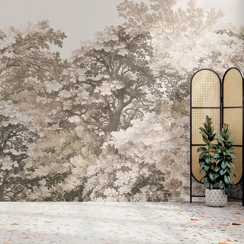 Superfresco Easy Forest Canopy Oatmeal Print To Order 3m x 2.8m Mural in Beige - Beige - Size: One Size