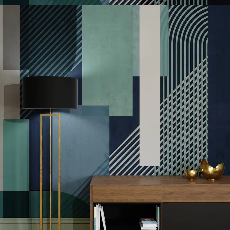 Superfresco Easy Graphic Navy Green Print To Order 3m x 2.8m Mural - Green - Size: One Size