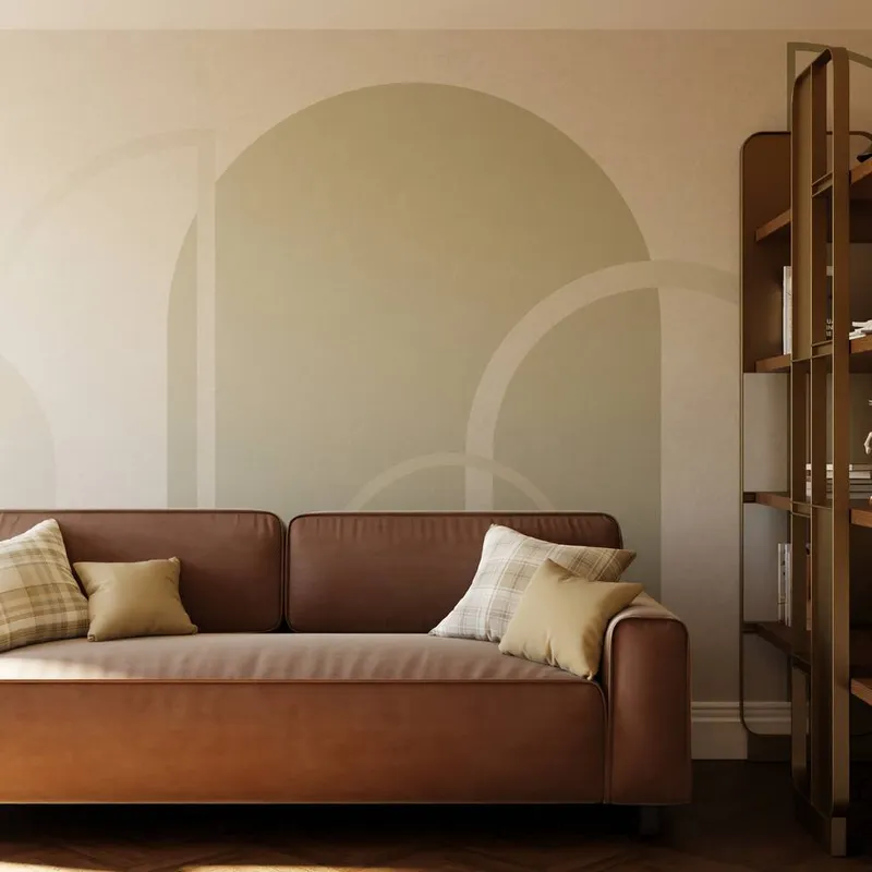 Superfresco Easy Linear Arch Sage Print To Order 3m x 2.8m Mural in Green - Green