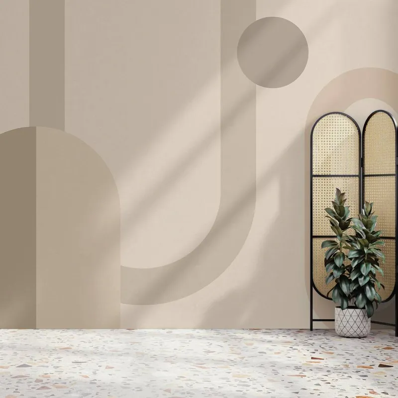 Superfresco Easy Oval Geo Pop Neutral Print To Order 3m x 2.8m Mural in Beige - Beige