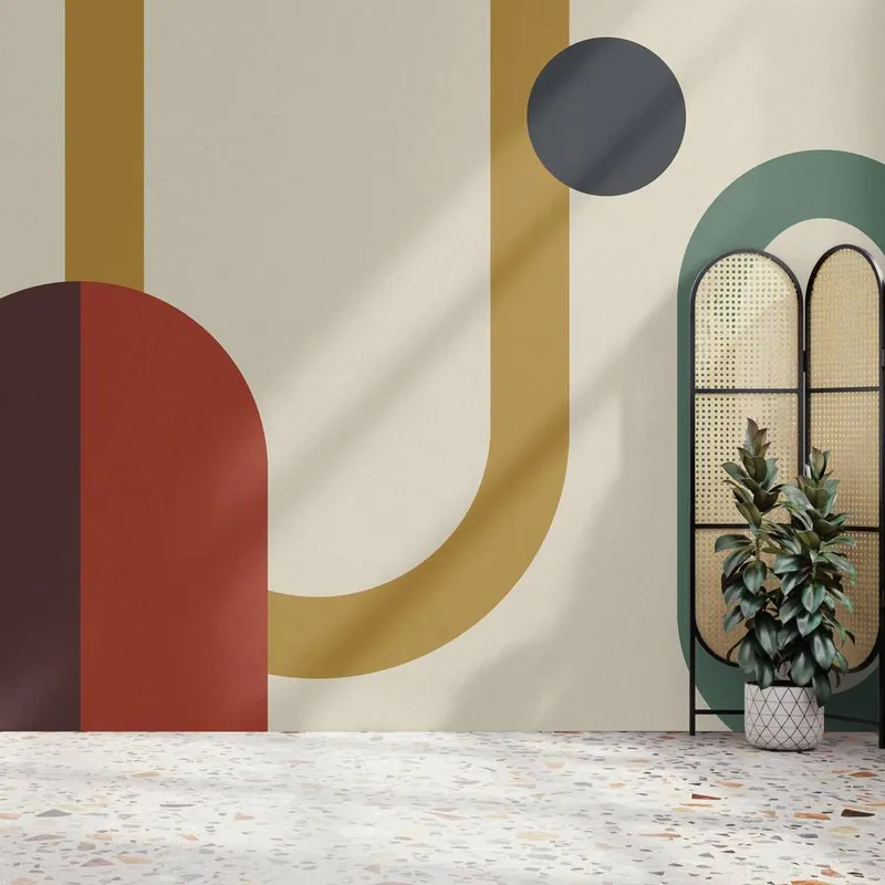 Superfresco Easy Oval Geo Pop Red Print To Order 3m x 2.8m Mural - Red - Size: One Size