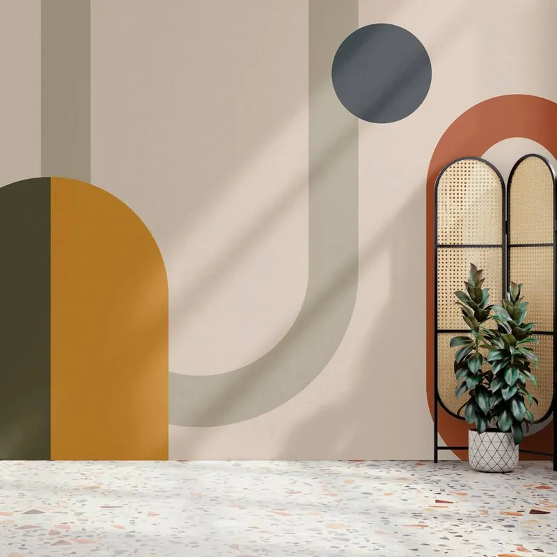 Superfresco Easy Oval Geo Pop Yellow Print To Order 3m x 2.8m Mural - Yellow