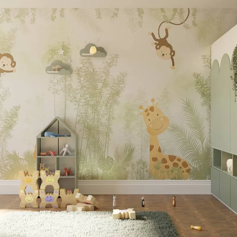 Superfresco Easy Roarsome Green Print To Order 3m x 2.8m Mural Green