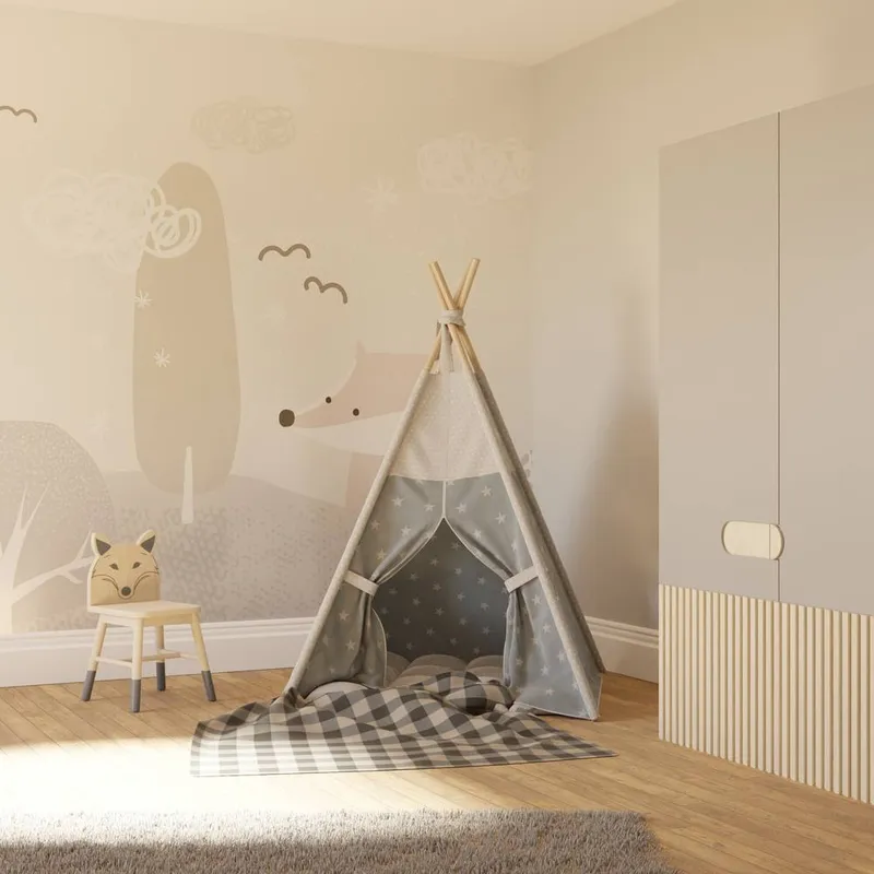 Superfresco Easy Unisex Scandi Animals Grey Print To Order 3m x 2.8m Mural Grey One Size female