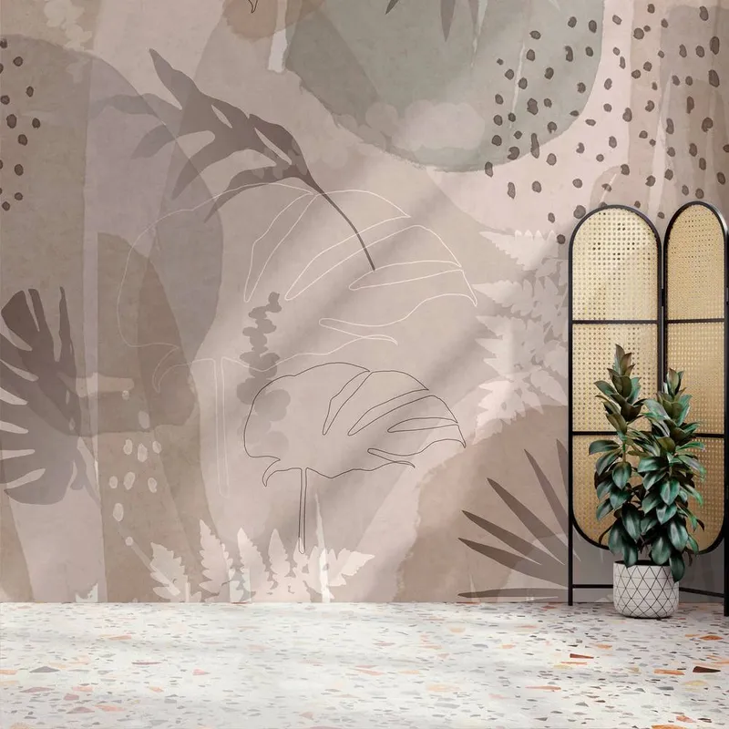 Superfresco Easy Unisex Abstract Leaf Neutral Print To Order 3m x 2.8m Mural in Beige Beige female