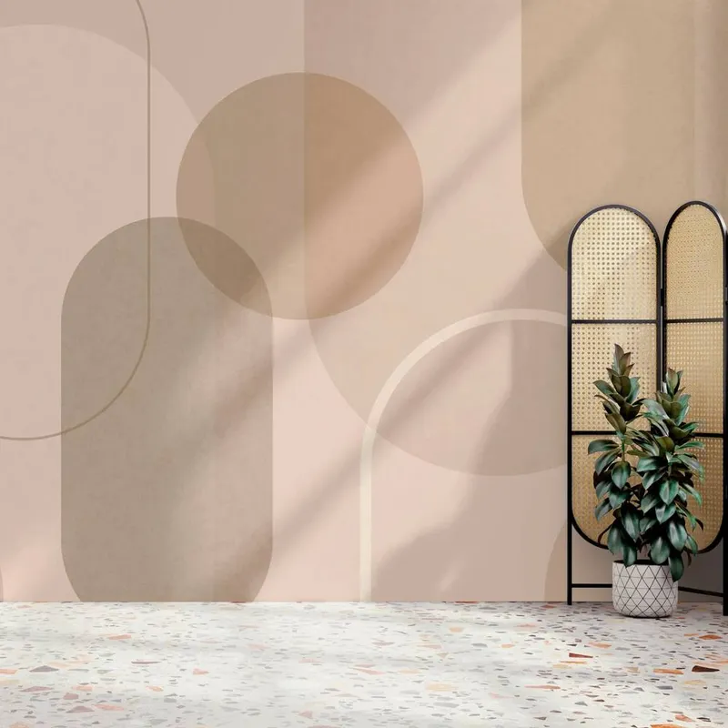 Superfresco Easy Arched Geo Muted Neutral Print To Order 3m x 2.8m Mural in Beige - Beige - Size: One Size