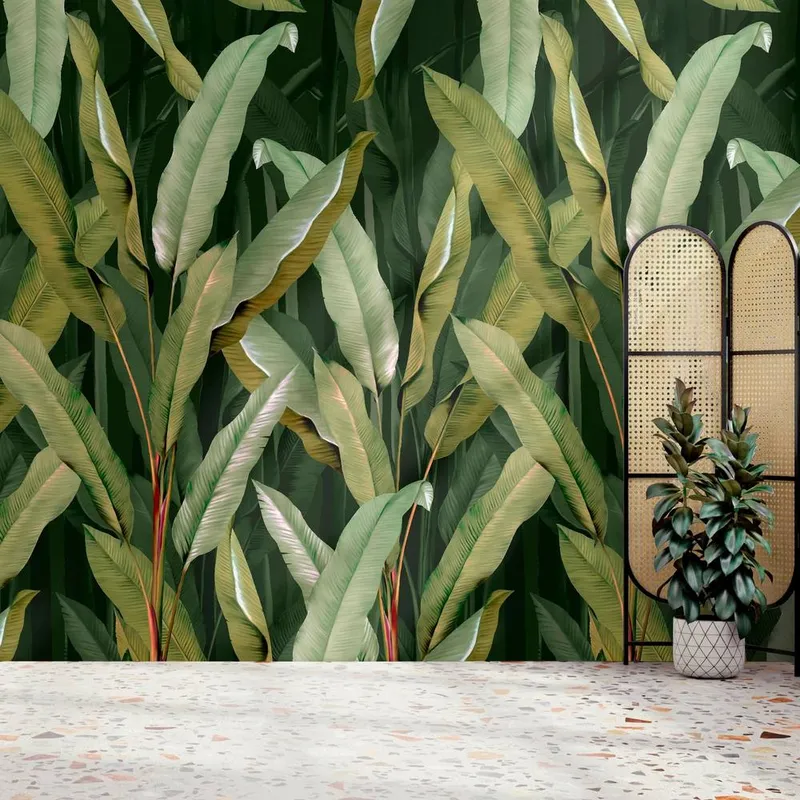 Superfresco Easy Unisex Banana Leaf Green Print To Order 3m x 2.8m Mural Green One Size female