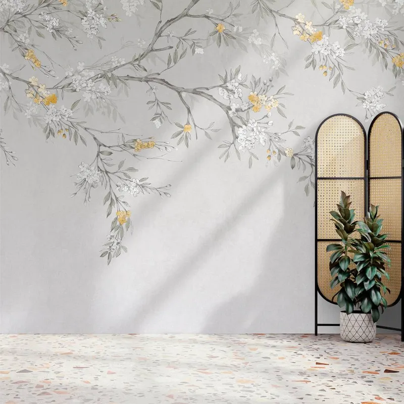 Superfresco Easy Unisex Blossom Trail Yellow Print To Order 3m x 2.8m Mural Yellow female
