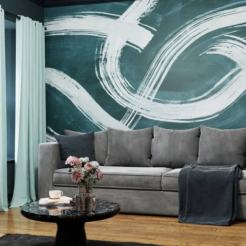 Superfresco Easy Unisex Expression Teal Print To Order 3m x 2.8m Mural in Blue Blue One Size female