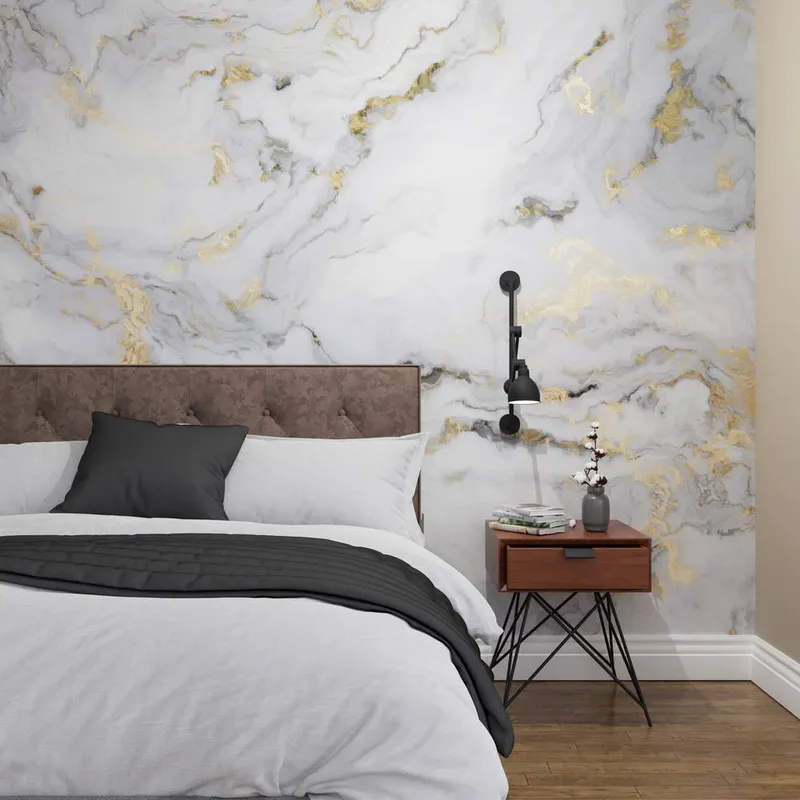 Superfresco Easy Unisex Gilded Stone Grey Gold Print To Order 3m x 2.8m Mural Grey female