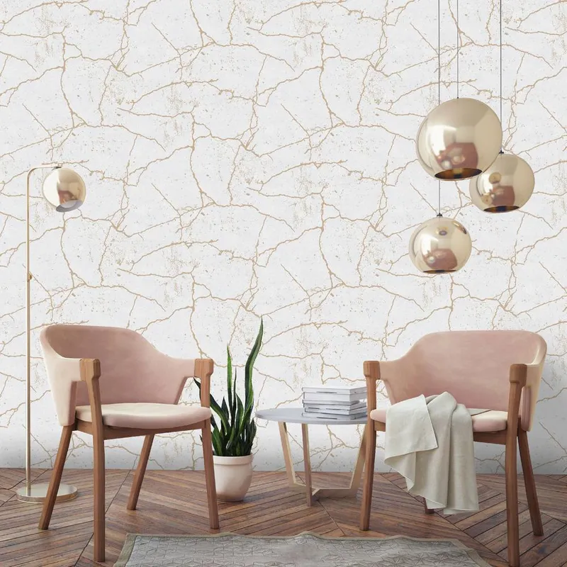 Superfresco Easy Unisex Kintsugi Wallpaper in Gold Size: 10000mm_x_520mm Gold 10000mm_x_520mm female