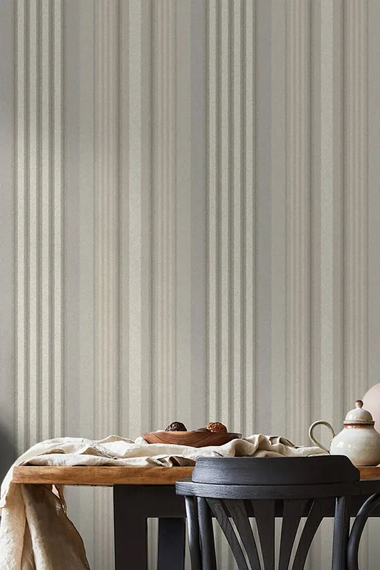 Superfresco Easy Unisex Loom Stripe Stone Wallpaper in Cream Cream female