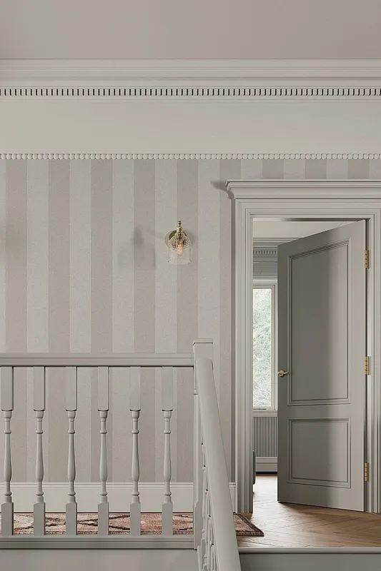 Superfresco Easy Regent Stripe Stone Wallpaper in Beige Beige