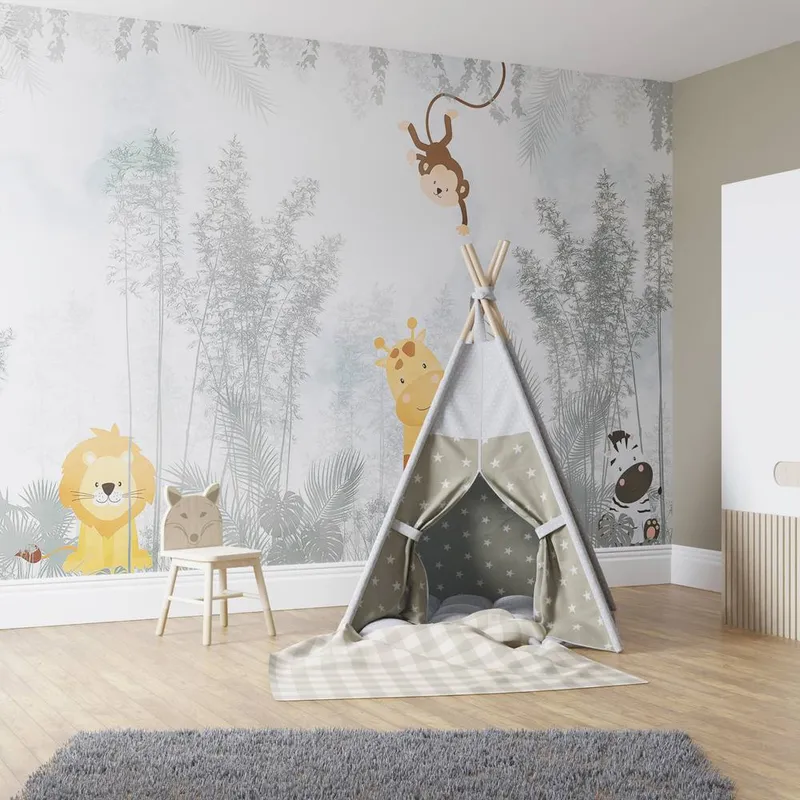 Superfresco Easy Unisex Roarsome Blue Grey Print To Order 3m x 2.8m Mural Blue One Size female