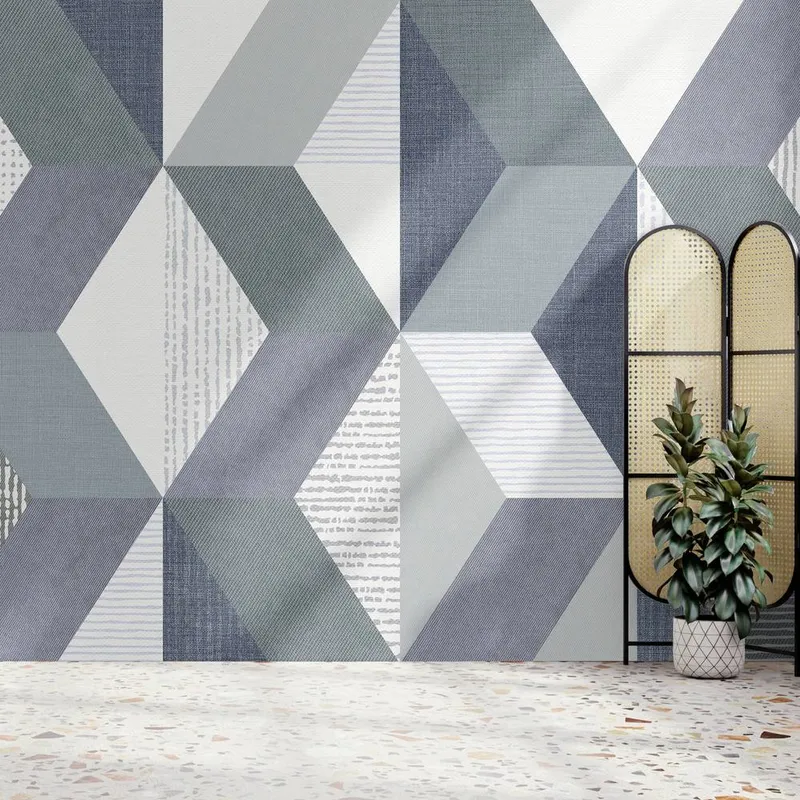 Superfresco Easy Unisex Tribal Geo Navy Print To Order 3m x 2.8m Mural Navy female